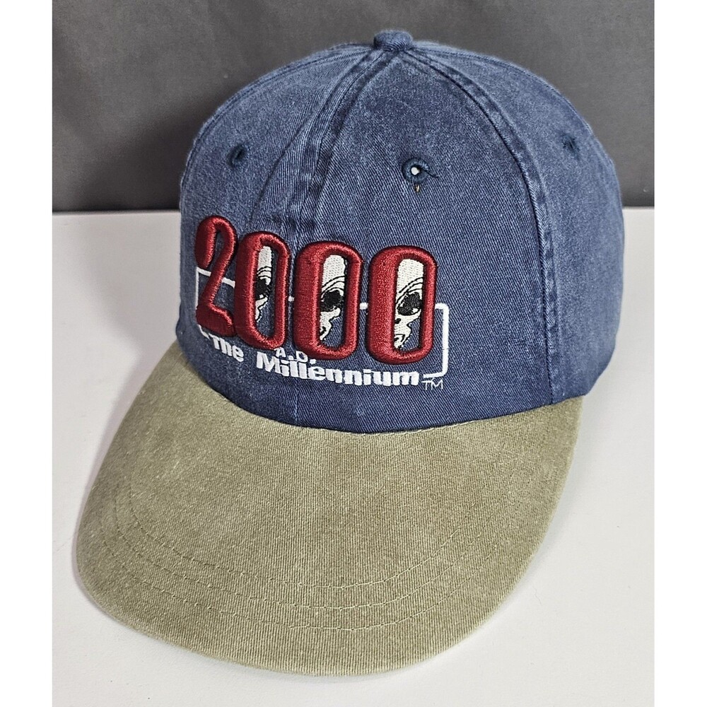 Vintage Y2K 2000 AD Millennium Alien Hat Denim Strapback Falcon Deadstock